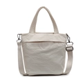 Minimalist beige crossbody canvas bag with adjustable wide strap and top handles - Off White