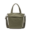 Olive green canvas handbag with adjustable wide strap and minimalist functional design - Green