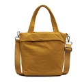 Minimalist ginger yellow tote bag with top handles and adjustable wide strap - Yellow