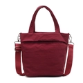 Minimalist burgundy nylon crossbody bag with adjustable wide strap and top handles - Burgundy