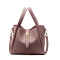 Pink lychee grain leather bucket bag with gold metal buckle and handle - Pink