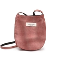 Red and white gingham canvas crossbody bag featuring a woven brand tag by YOU&JOLLYHOUSE - Red Grid