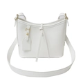 Bolso tipo cubo blanco minimalista en cuero encerado con detalles de correa fina - Blanco