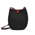 Black denim crossbody bag with red button detail and red-white checkered lining - Black