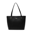 Minimalistische schwarze geflochtene Tragetasche mit viel Platz und goldenen Metalldetails - Schwarz