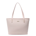 Hellrosa gewebte Shopper-Tasche mit großem Fassungsvermögen und goldenen Metallteilen - Rosa