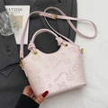 Bolso cubo rosa claro de cuero PU con relieve de animales y correa de oro fino - Sin colgante / Rosa