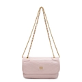 Piccola borsa a tracolla trapuntata rosa in pelle sintetica con catena dorata - Rosa