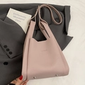 Lychee pattern tote bag in dusty pink with fashion lettering and long shoulder strap - No Pendant / Pink
