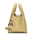Litchi texture tote bag in lemon yellow with adjustable strap and fashion pendant - Yellow Girl Pendant / Yellow