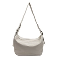 Sac fourre-tout minimaliste beige en nylon en forme de lune avec bandoulière réglable - Blanc Cassé