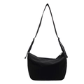 Sac fourre-tout noir minimaliste avec large bandoulière pour l'école et les déplacements - Noir