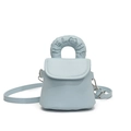 Minimalist light blue mini crossbody phone bag for girls with cute cat embroidery handle - Blue