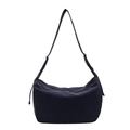 Large capacity navy blue canvas messenger bag with adjustable shoulder strap for women - Blue