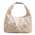 Sac à main blanc cassé élégant avec papillons 3D et broderie en dentelle fine - Blanc Cassé
