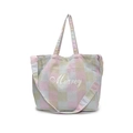 Sac fourre-tout à carreaux rose et vert avec texture gaufrée et broderie Mearey - Vert