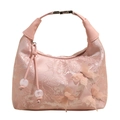 Sac à main rose en satin de style chinois moderne avec papillons 3D et cordon perlé - Rose
