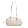 Borsa sottobraccio bianco crema con fiocchi laterali e occhielli in metallo lucido - Bianco