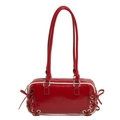 Borsa sottobraccio in vernice rossa lucida con profili bianchi e fiocchi laterali - Bianco & Rosso