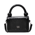 Petit sac carré noir brillant de style minimaliste avec logo argenté élégant - Noir