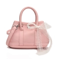 Sac seau rose cerise minimaliste avec texture litchi et décoration nœud en dentelle - Rose-Petit