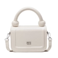 Minimalist cream white square crossbody bag with round handle and logo detail - Off-white