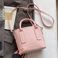 Chic light pink lychee texture bucket bag with top handles and adjustable strap - No Pendant / Pink