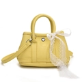 Sac seau jaune vif avec texture litchi et un détail de nœud en dentelle - Jaune-Petit