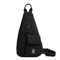 Black canvas sling bag with rabbit graphic and adjustable strap for sports - Black