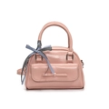 Sac à main rose minimaliste en cuir synthétique avec ruban décoratif élégant - Rose