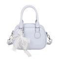 Sac bowling bleu clair minimaliste avec noeud en dentelle et breloque en perle - Bleu + Nœud Dentelle Perle