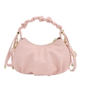 Pink pleated handbag with fish scale texture and scrunchie handle for women - Pink