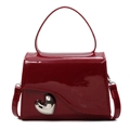 Mini borsa quadrata in pelle verniciata rossa lucida con fibbia metallica a forma di cuore - Rosso Ancorra