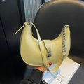 Light green PU leather hobo bag with silver chain strap and metal buckle closure - Green