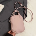 Rosa Mini-Umhängetasche mit Litschistruktur, Tragegriffen und Silber-Beschlägen - Ohne Anhänger / Lila
