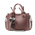 Pink lychee texture bucket bag with knotted handle and heart bow charms in a soft pink tone - Pink Style - With Pendant
