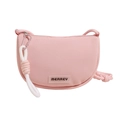 Rosafarbene Mesh-Handytasche mit sportlichem Halbkreisdesign und Logo-Aufnäher - Rosa