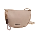 Minimalistische beige Mesh Umhängetasche in Bogenform mit lässigem Seil-Schultergurt - Khaki