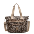 Borsa tote leopardata con tasche multiple con cerniera e tracolla regolabile - caffè
