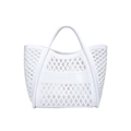 Bolso de mano blanco calado de plástico con diseño de malla para playa y baño - Blanco Roto