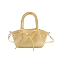 Hellgelbe Handtasche aus Leder mit Litschi-Maserung, Flügelform und kleiner Schleife - Gelb