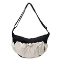 Bolso bandolera minimalista en contraste blanco y negro con detalle de cordón ajustable - Negro