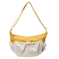 Bolso bandolera de nailon amarillo y beige con bolsillos de cordón ajustables - Amarillo