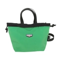 Sporty lime green and black nylon drawstring handbag with a stylish logo patch - Fruit Green
