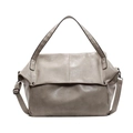 Bolso tote beige minimalista de piel suave con correa ajustable y asas superiores - Blanco Roto