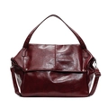 Bolso tote grande rojo oscuro vintage de piel sintética con asa y correa bandolera - Burdeos