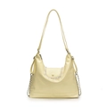 Sac fourre-tout jaune en cuir verni avec bordure en dentelle blanche et bandoulière - Jaune