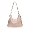 Sac fourre-tout en cuir souple rose style ballet avec dentelle blanche et bandoulière - Rose