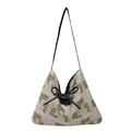 Borsa tote in tela stile etnico con patchwork in rosa verde e stampa leopardata - Rosa