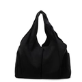 Grande borsa tote nera in tela in stile Hobo dal design minimalista per uso quotidiano - Nero